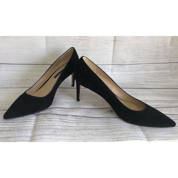 Stuart Weitzman Leigh Black Suede Point Toe Pumps G285835 M - Main Image